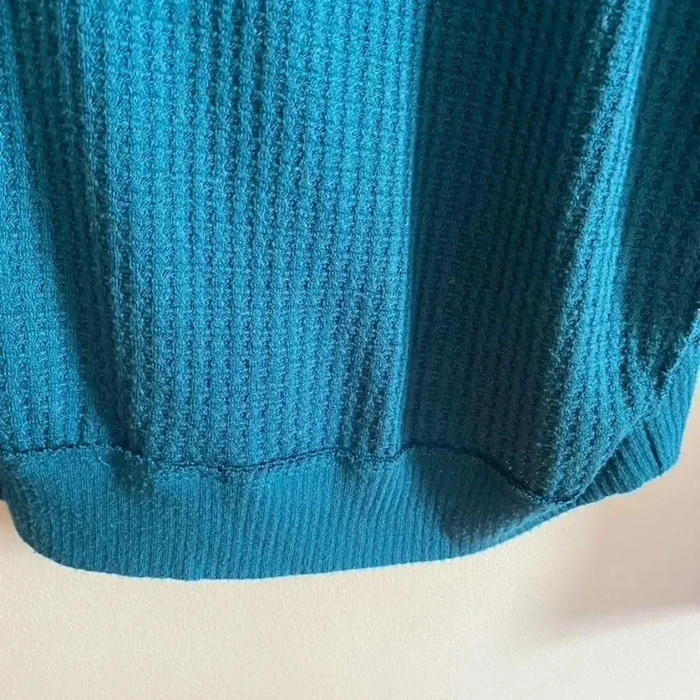 Free People Teal V Neck Thermal Top